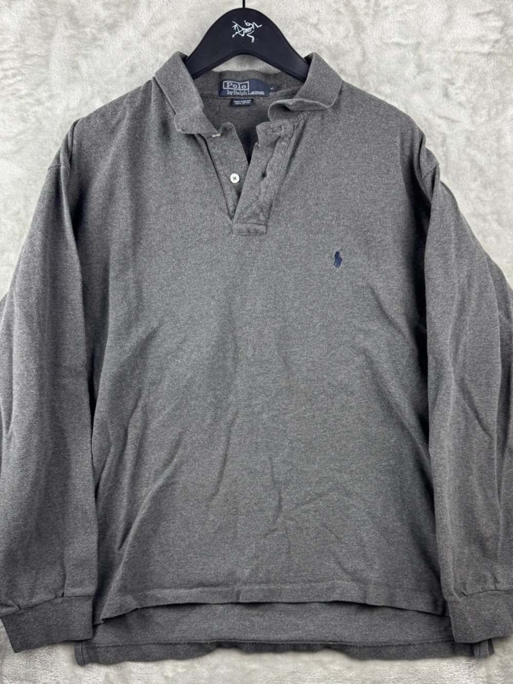 Vintage‎ Polo Ralph Lauren Long-Sleeve Grey Polo Shirt Utility